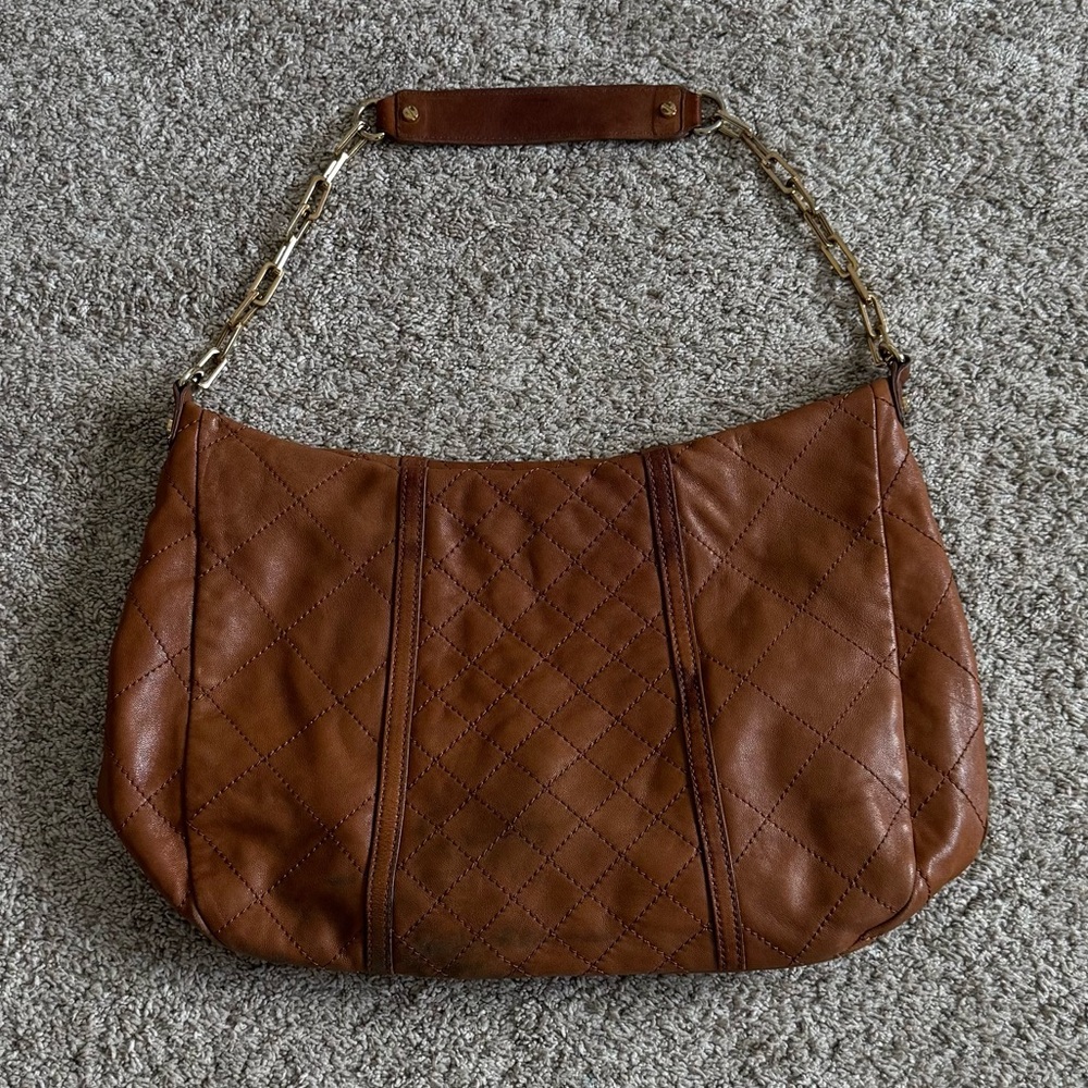 Tory Burch brown gold chain slouchy bag